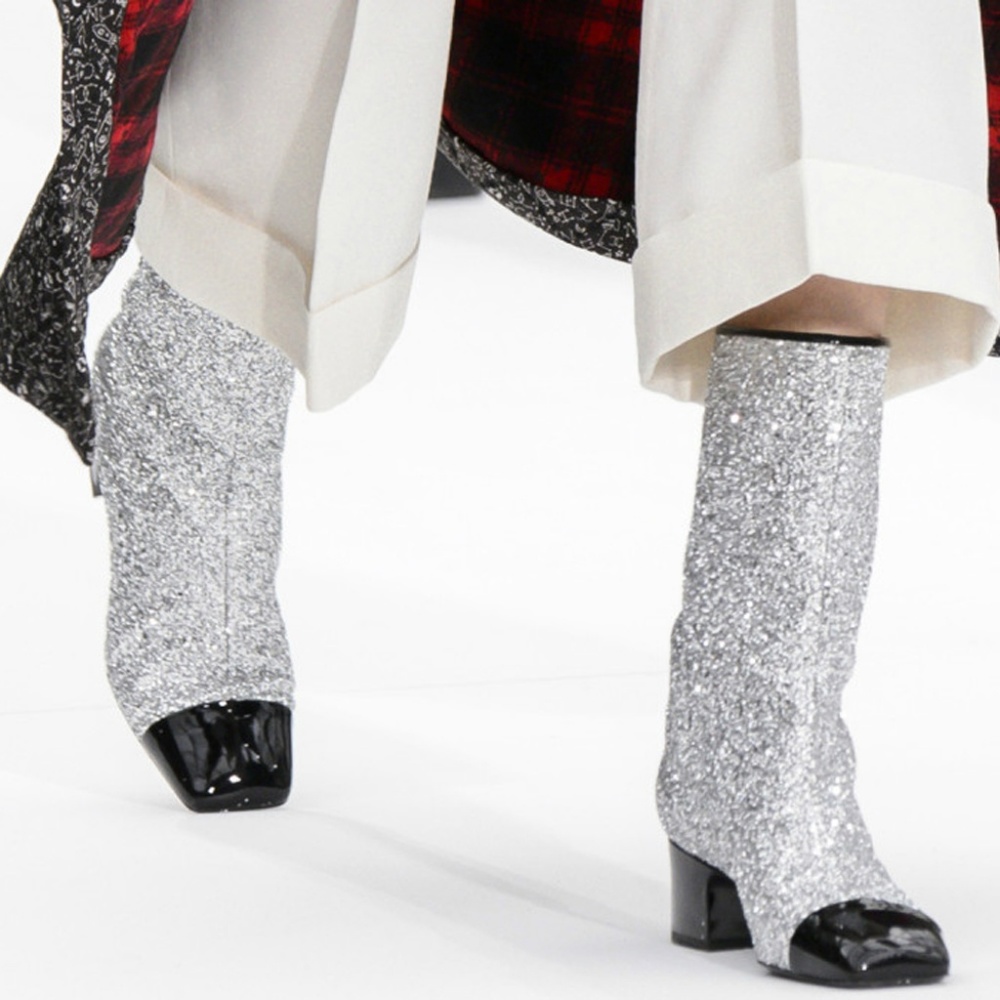 Silver Glitter Boots